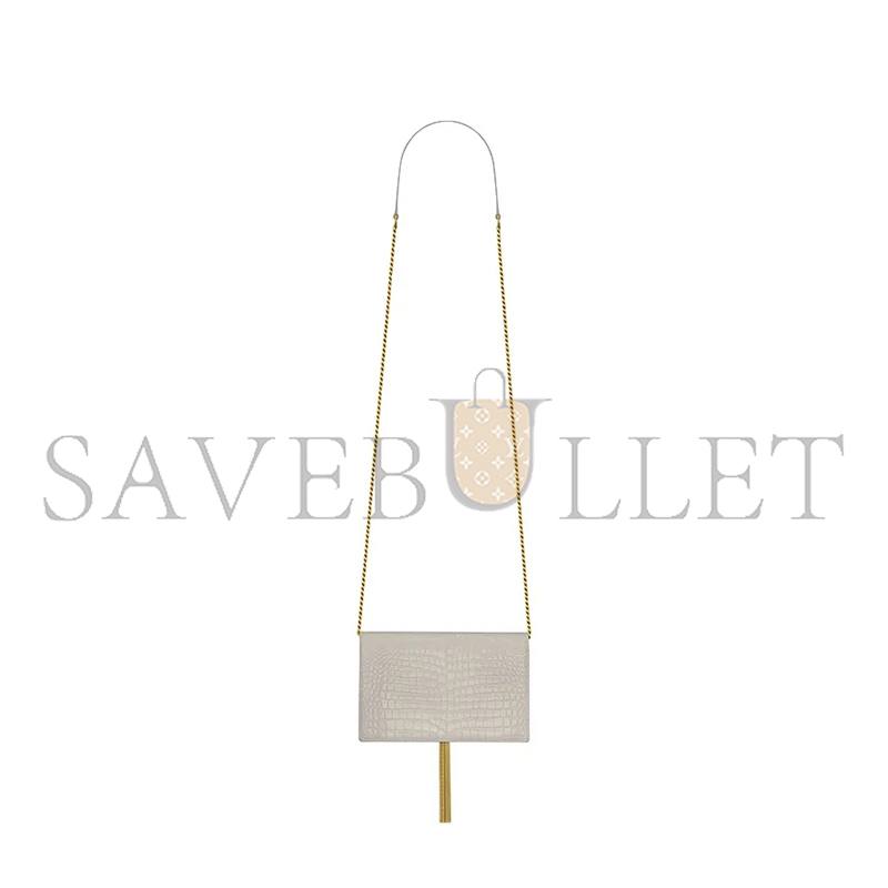 YSL KATE MONOGRAM TASSEL CHAIN WALLET IN CALFSKIN CROCODILE EMBOSSED 452159DND1J9207 (19*12.5*4cm)